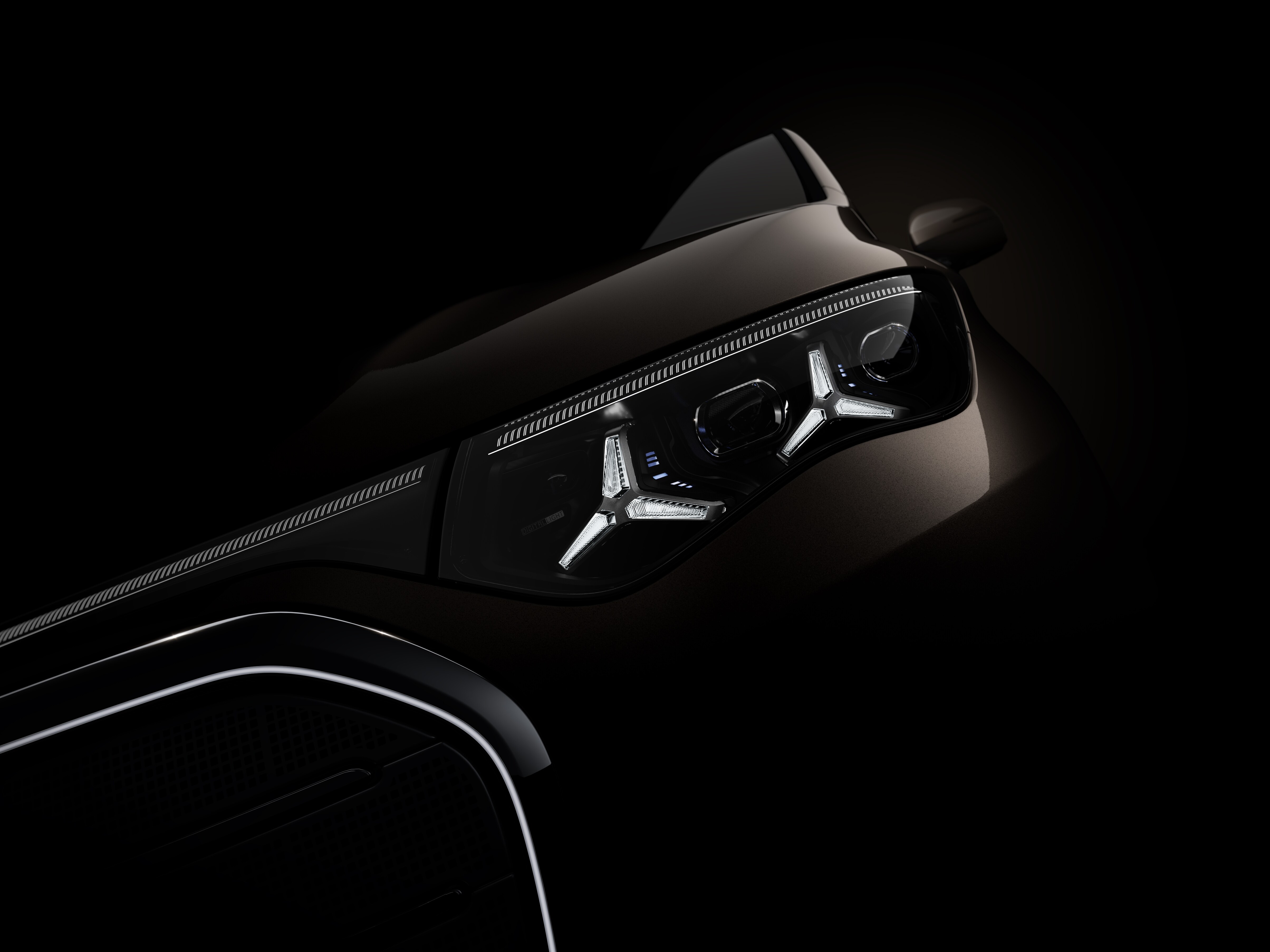 Teaser billede af den helt nye Mercedes-Benz VLE set skråt forfra