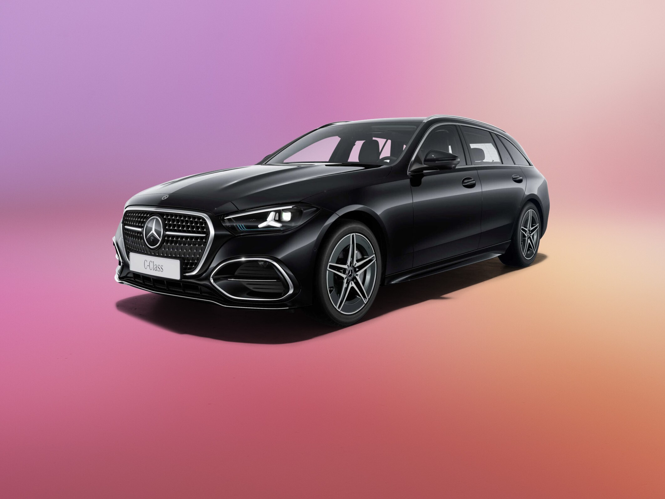 Sort Mercedes-Benz C-Klasse Stationcar set skråt forfra