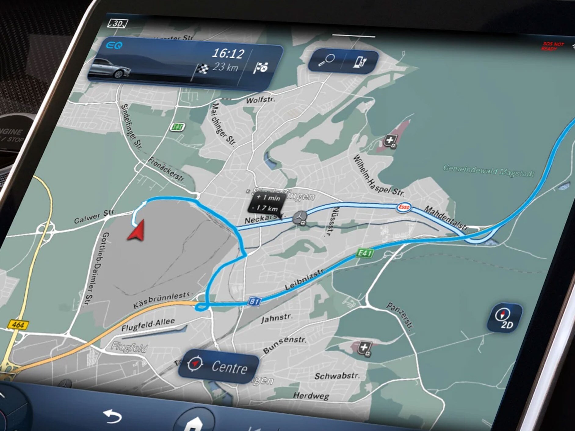 Et billedeksempel på funktionen Online ruteberegning.