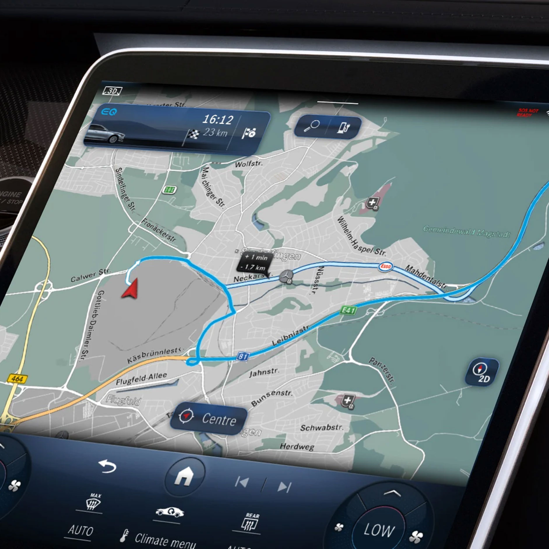 Online ruteberegning | Excellence-pakke | Mercedes-Benz Et billedeksempel på funktionen Online ruteberegning.