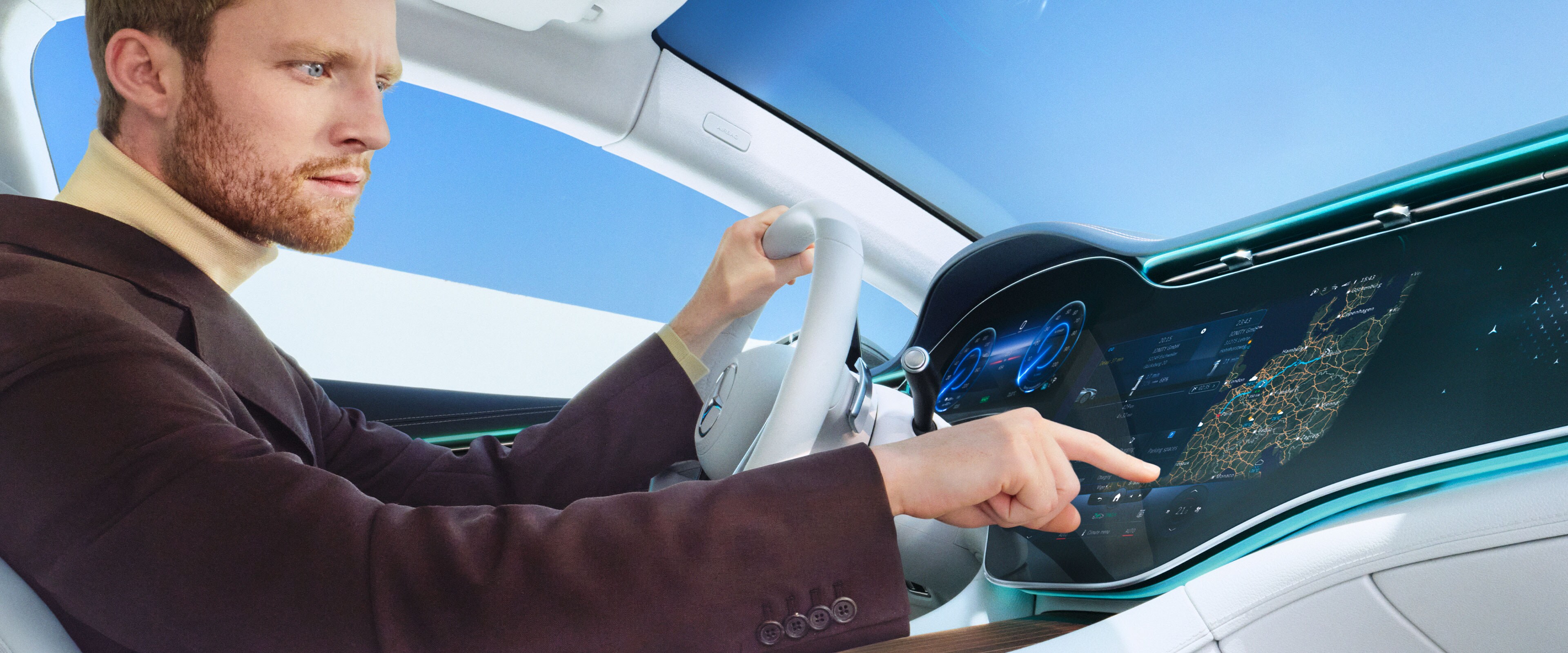 De Digitale tjenester "Navigation" i en Mercedes-Benz bil.