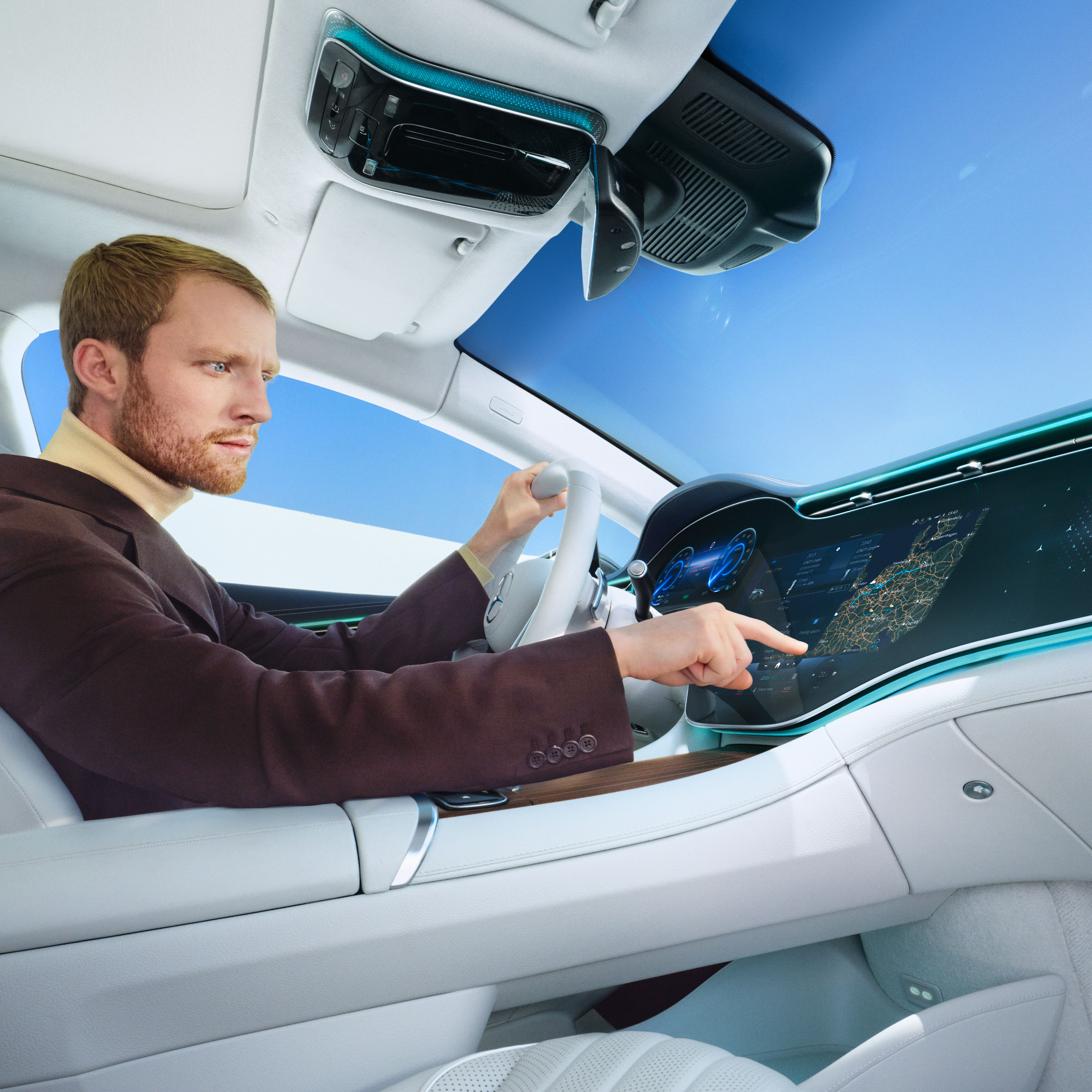 Digitale navigationstjenester | Mercedes-Benz De Digitale tjenester "Navigation" i en Mercedes-Benz bil.
