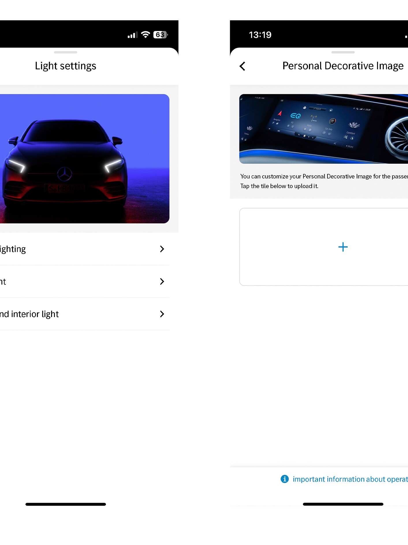 Displayet i MBUX multimediesystemet viser den digitale tjeneste Personalisering