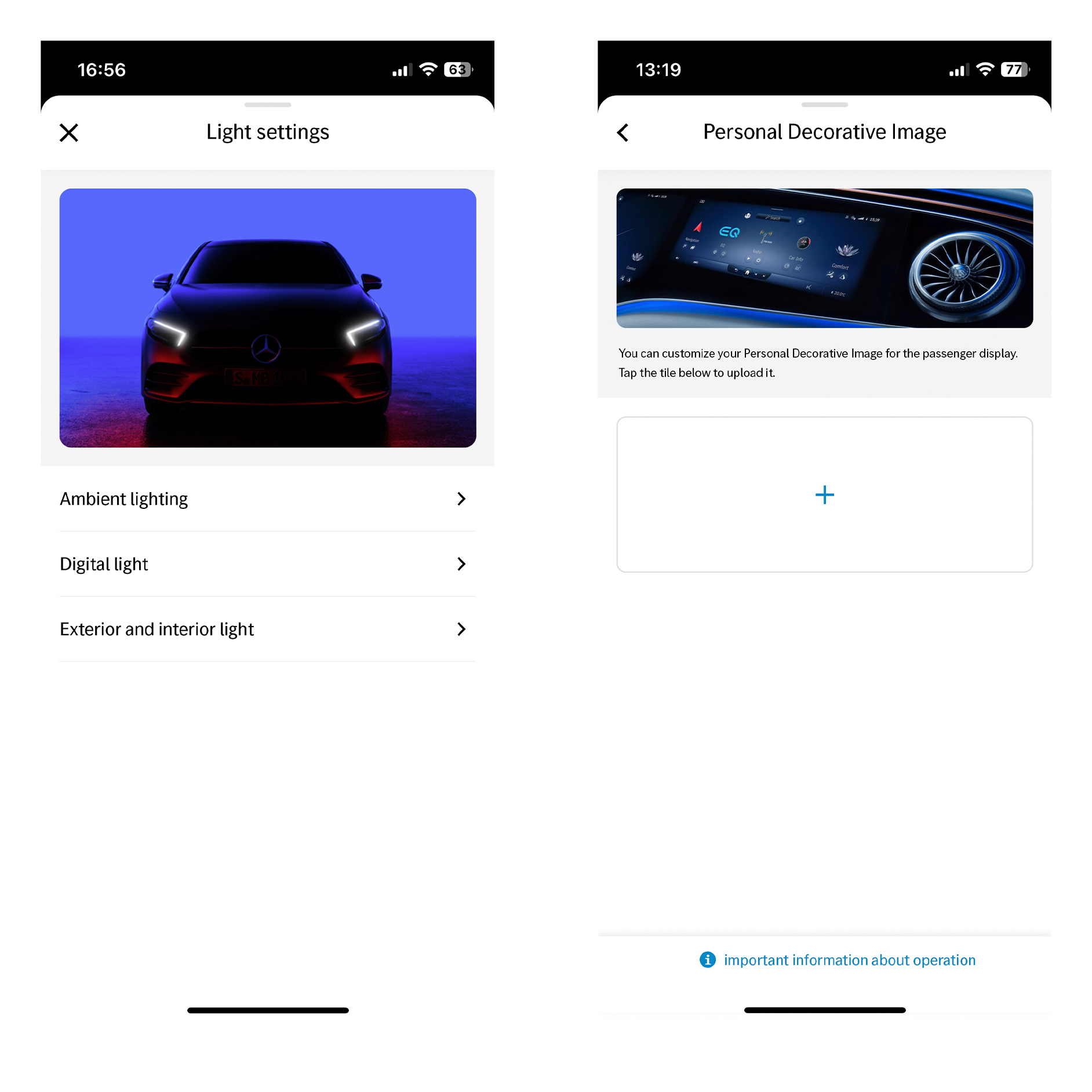 Personalisering | Remote | Mercedes-Benz digitale tjenester Displayet i MBUX multimediesystemet viser den digitale tjeneste Personalisering
