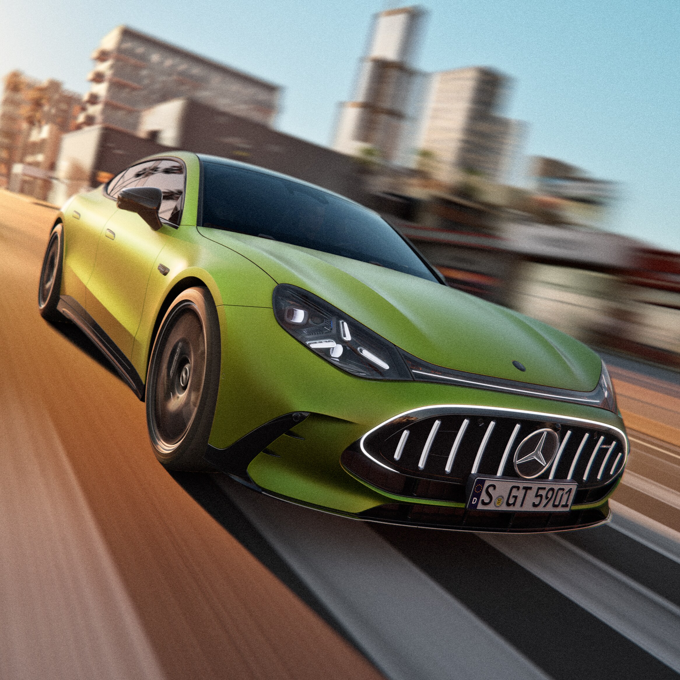 Eksteriøret på den helt nye GT 4-dørs coupé fra Mercedes-AMG.