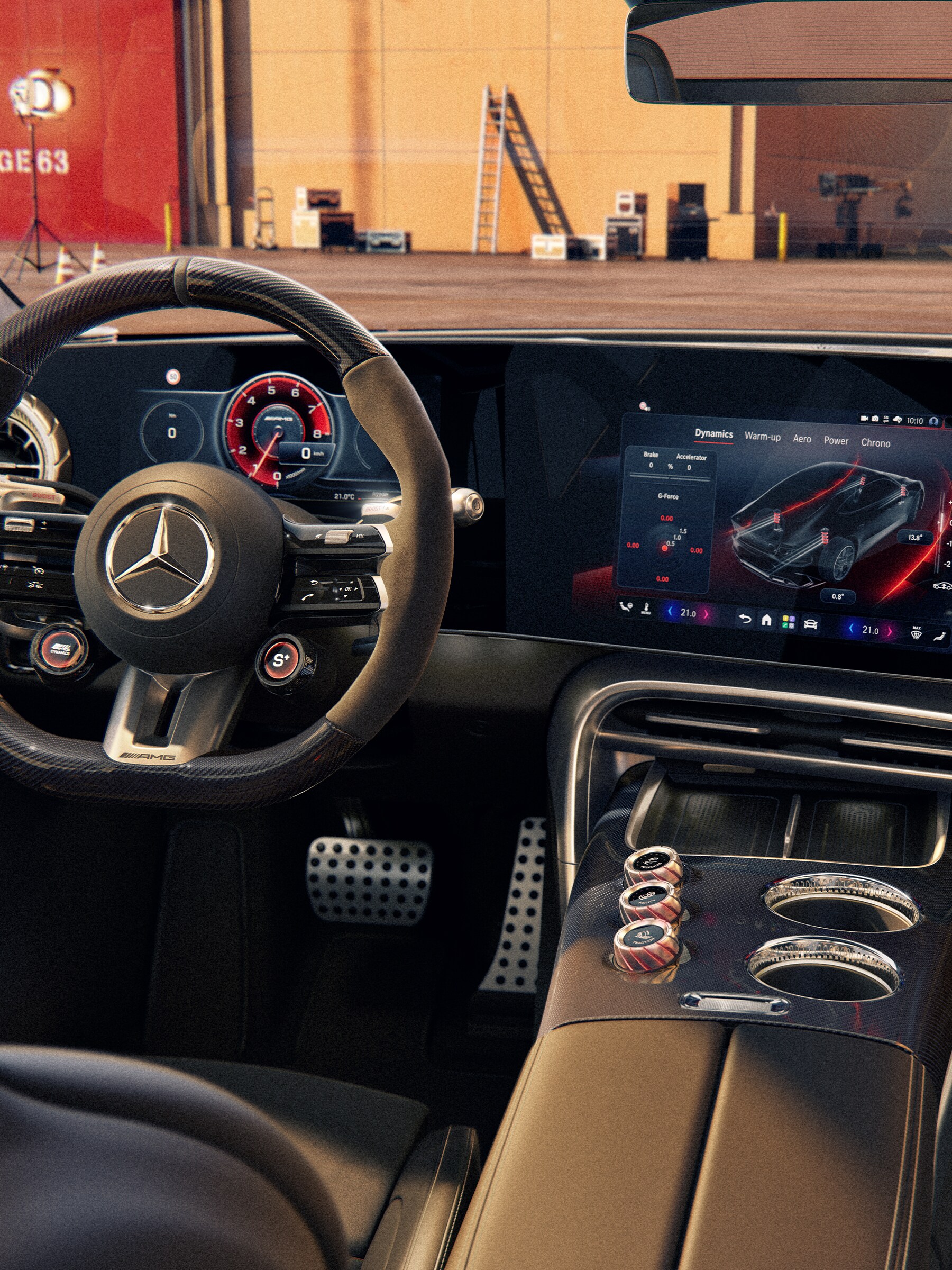 Instrumentpanelet i den nye elektriske Mercedes-AMG GT 4-dørs Coupé