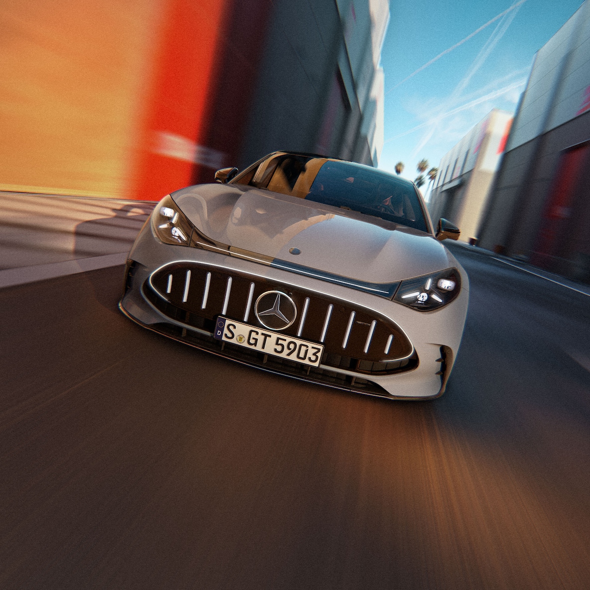 GT 4-dørs coupé fra Mercedes-AMG set forfra.