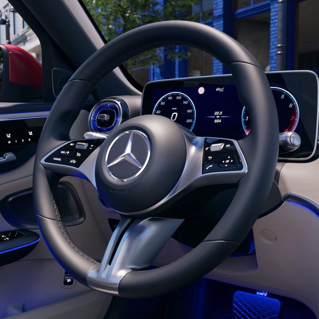 Det nye rat i den nye C-Klasse Stationcar fra Mercedes-Benz.