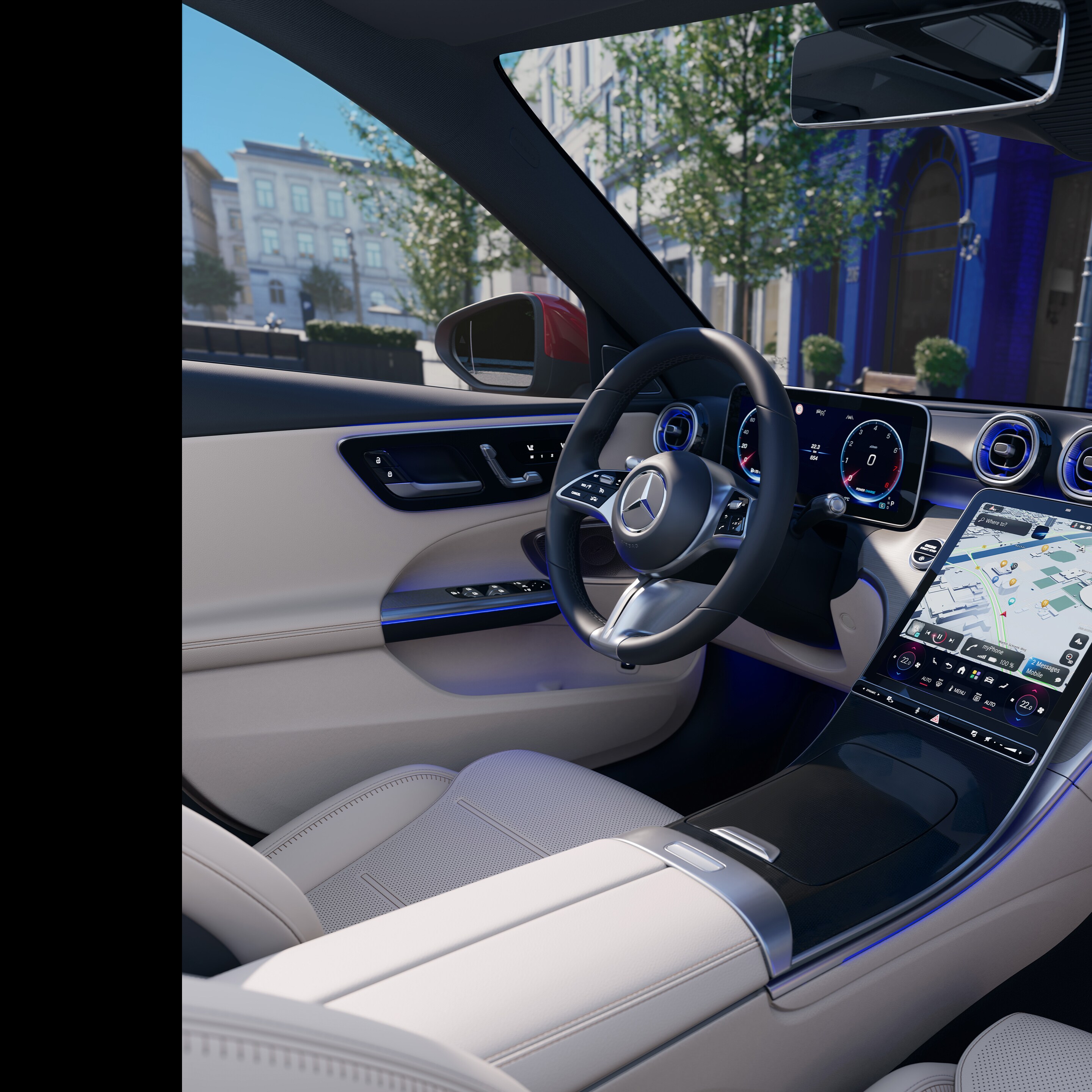 Interiøret i den nye Mercedes-Benz C-Klasse stationcar.