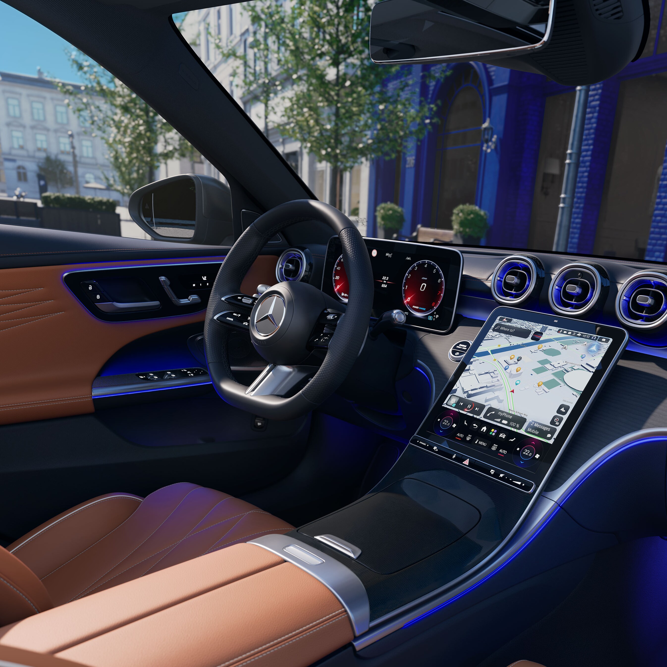 Interiøret i den ny Mercedes-Benz C-Klasse sedan.