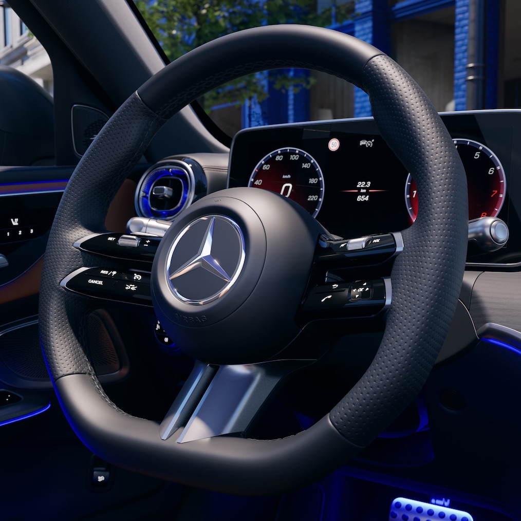 Det nye rat i den nye C-Klasse Saloon fra Mercedes-Benz.