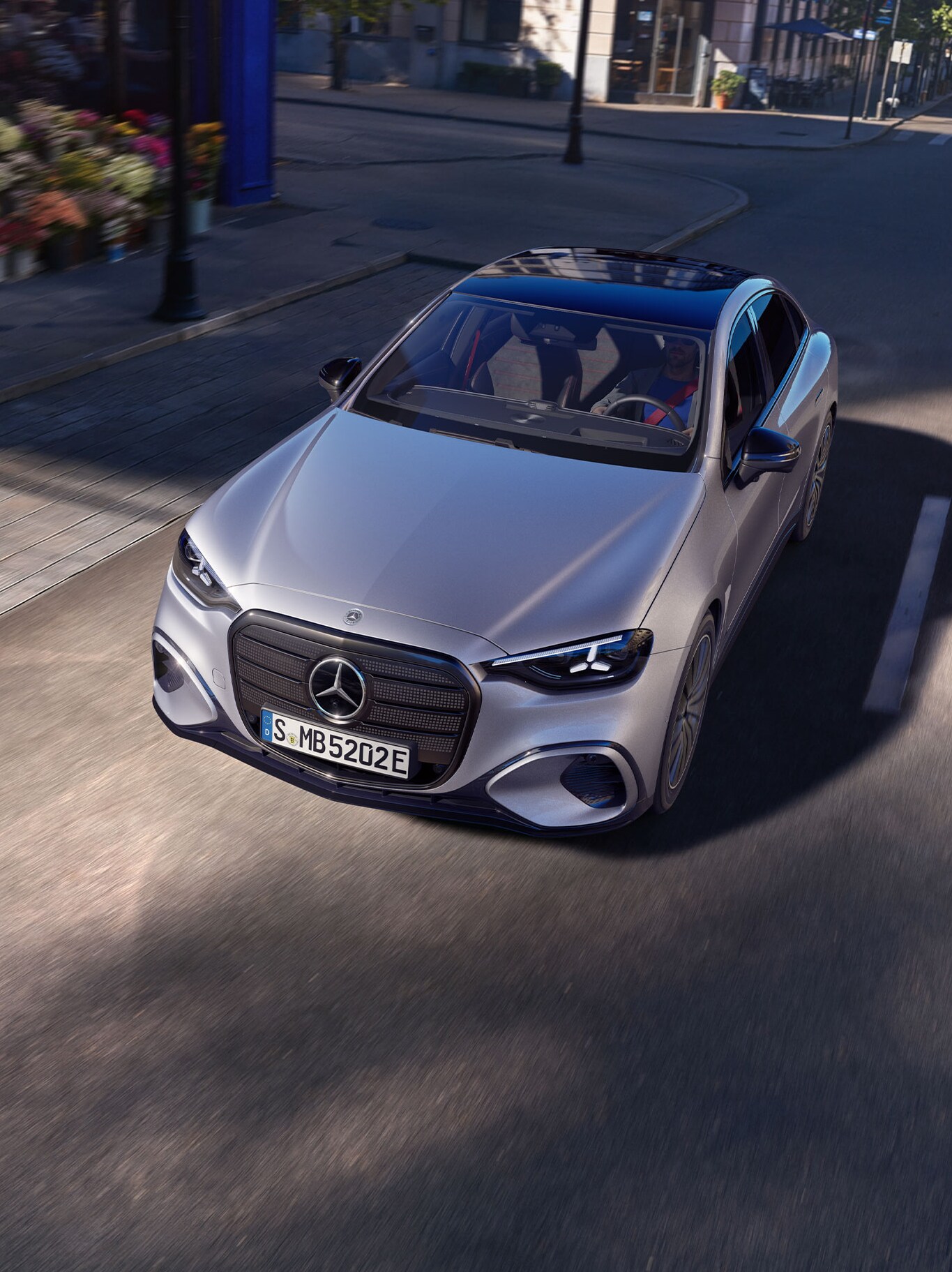 Den nye elektriske Mercedes-Benz C-Klasse set oppefra