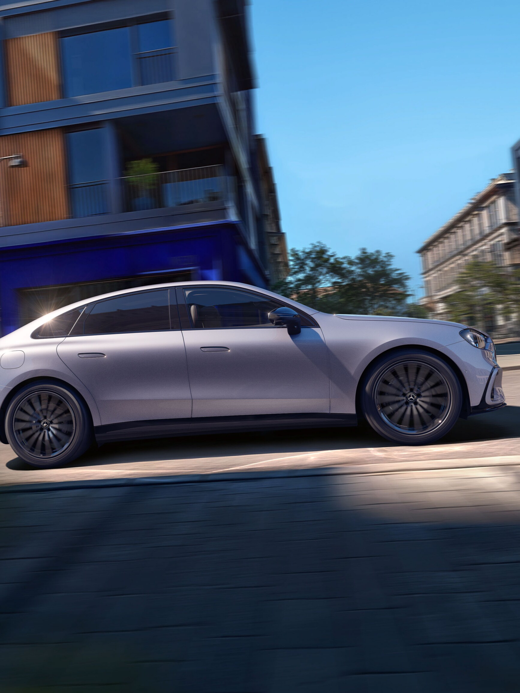 Den nye elektriske Mercedes-Benz C-Klasse set fra siden