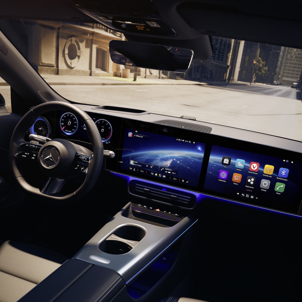 Udsigt til MBUX Superscreen i Mercedes-Benz CLA C178.