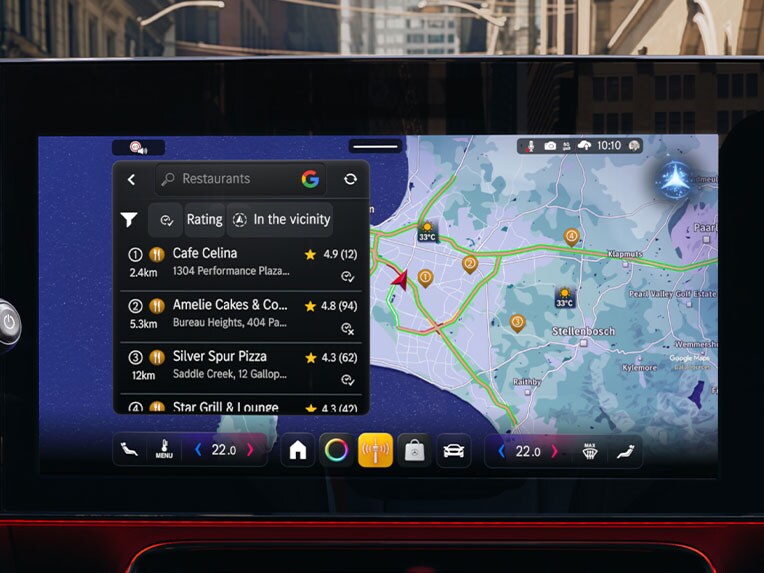 Google Navigation i den helt nye CLA fra Mercedes-Benz.