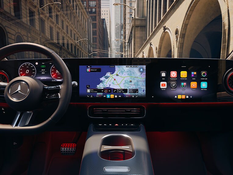 MBUX med ny intuitiv brugerflade og UNITY 3D-Engine i den helt nye CLA fra Mercedes-Benz.