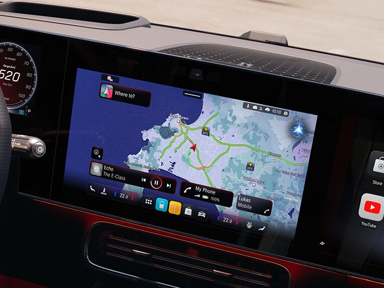 Den nye fuldelektriske Mercedes-Benz CLA med navigation med elektrisk intelligens.