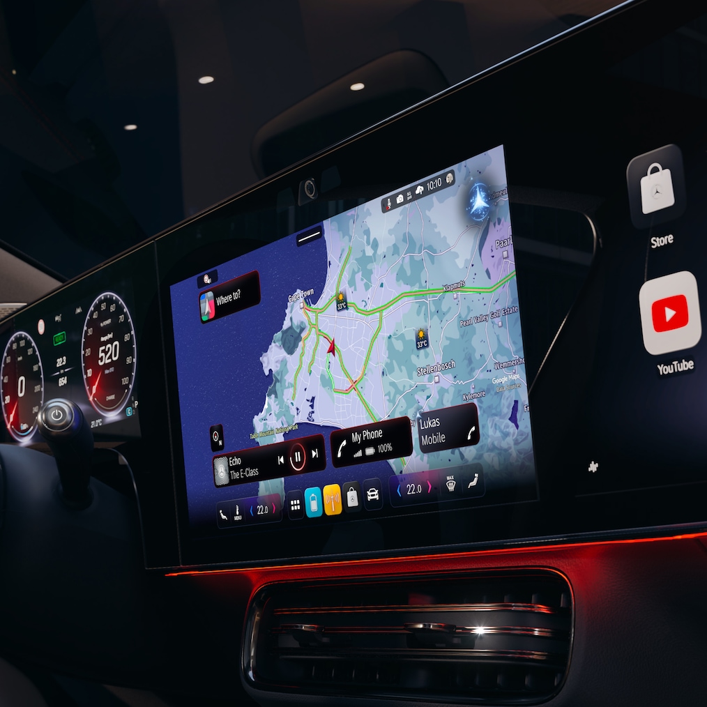 MBUX Superscreen med MB.OS i Mercedes-Benz CLA C174.