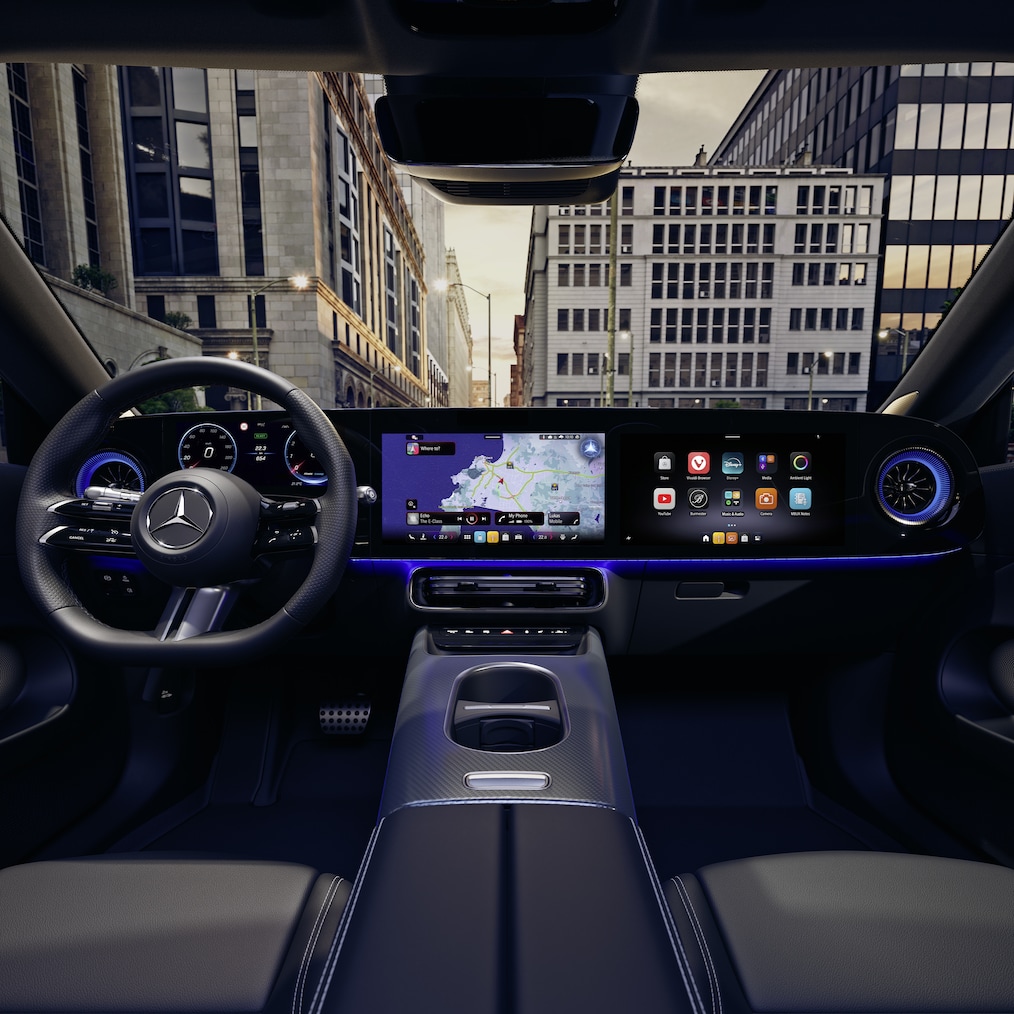 Det nye cockpit med MBUX Superscreen i kabinen i den helt ny CLA Shooting Brake.