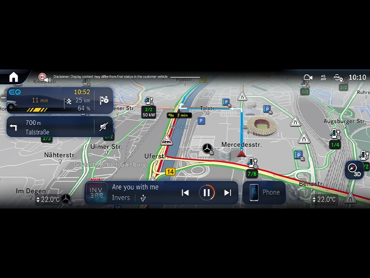 Navigation med Electric Intelligence i den 100 % elektriske Mercedes-Benz G-Klasse.