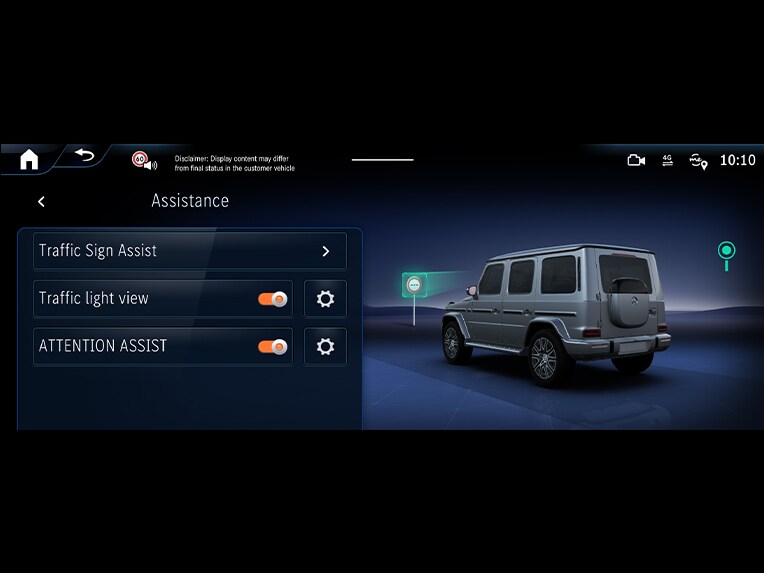 Færdselstavleassistent i den 100 % elektriske Mercedes-Benz G-Klasse.