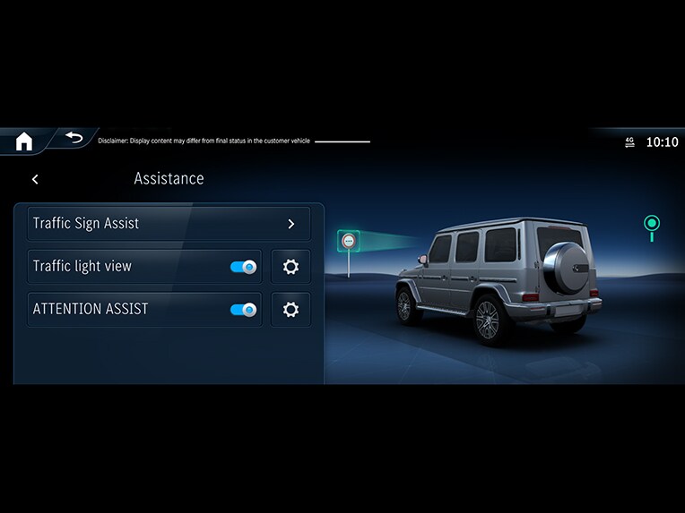 Færdselstavleassistenten i G-Klassen fra Mercedes-Benz.