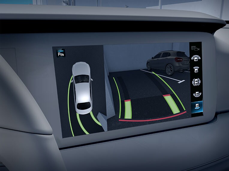 En illustration af parkeringssystemerne i GLB fra Mercedes-Benz.