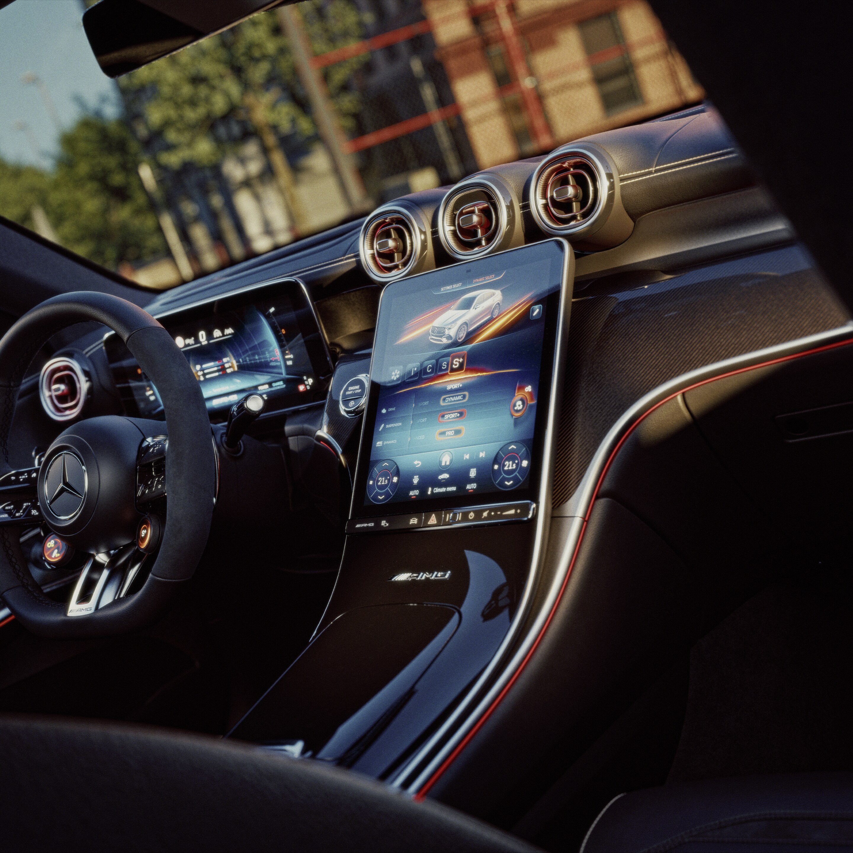 Interiøret i den ny Mercedes-AMG GLC coupé.