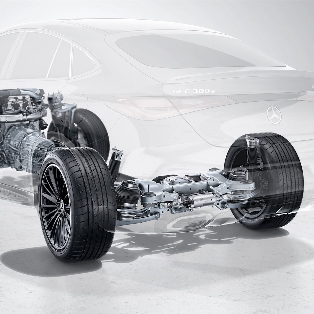 Undervognen på Mercedes-Benz GLC.