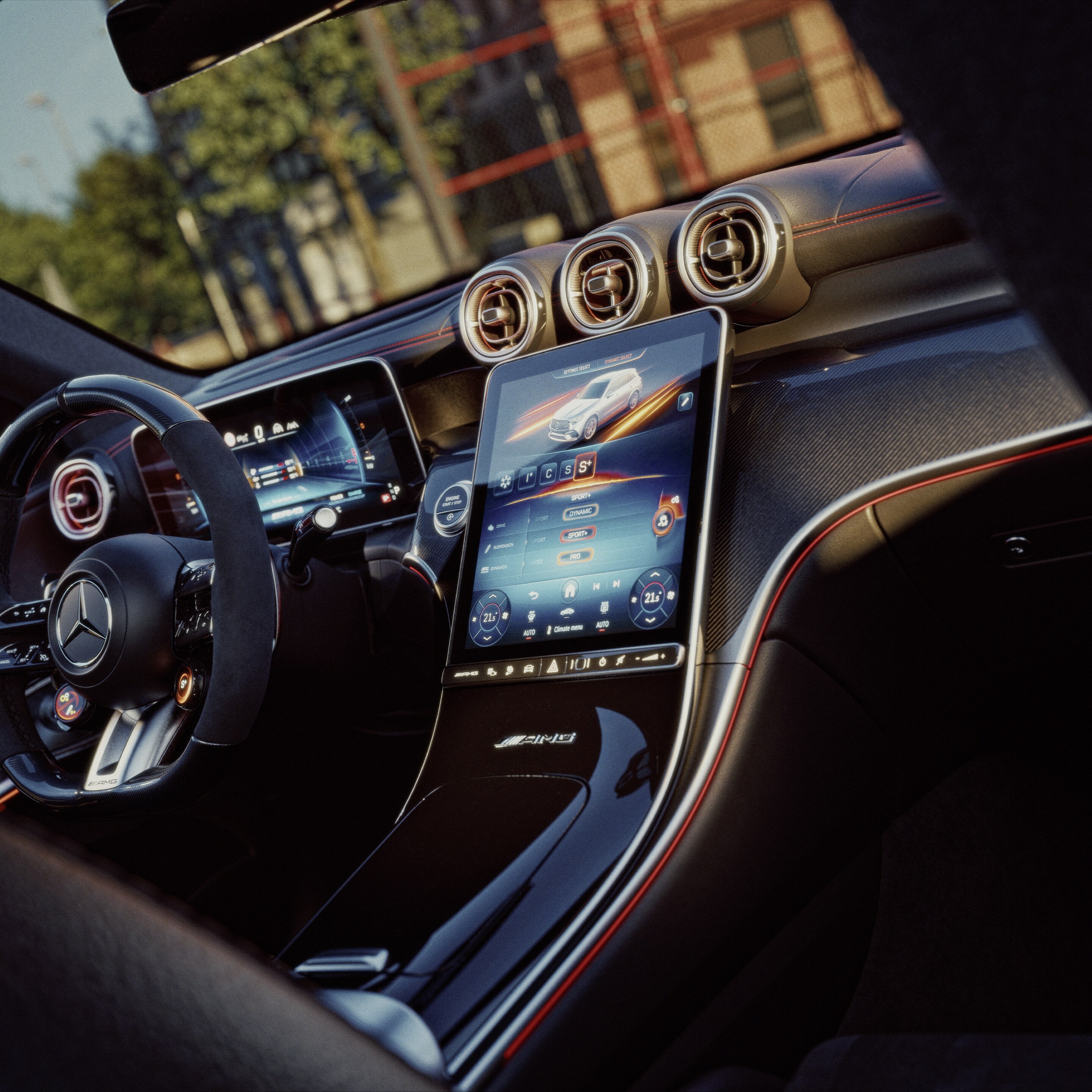 Interiøret i den ny Mercedes-AMG GLC SUV.