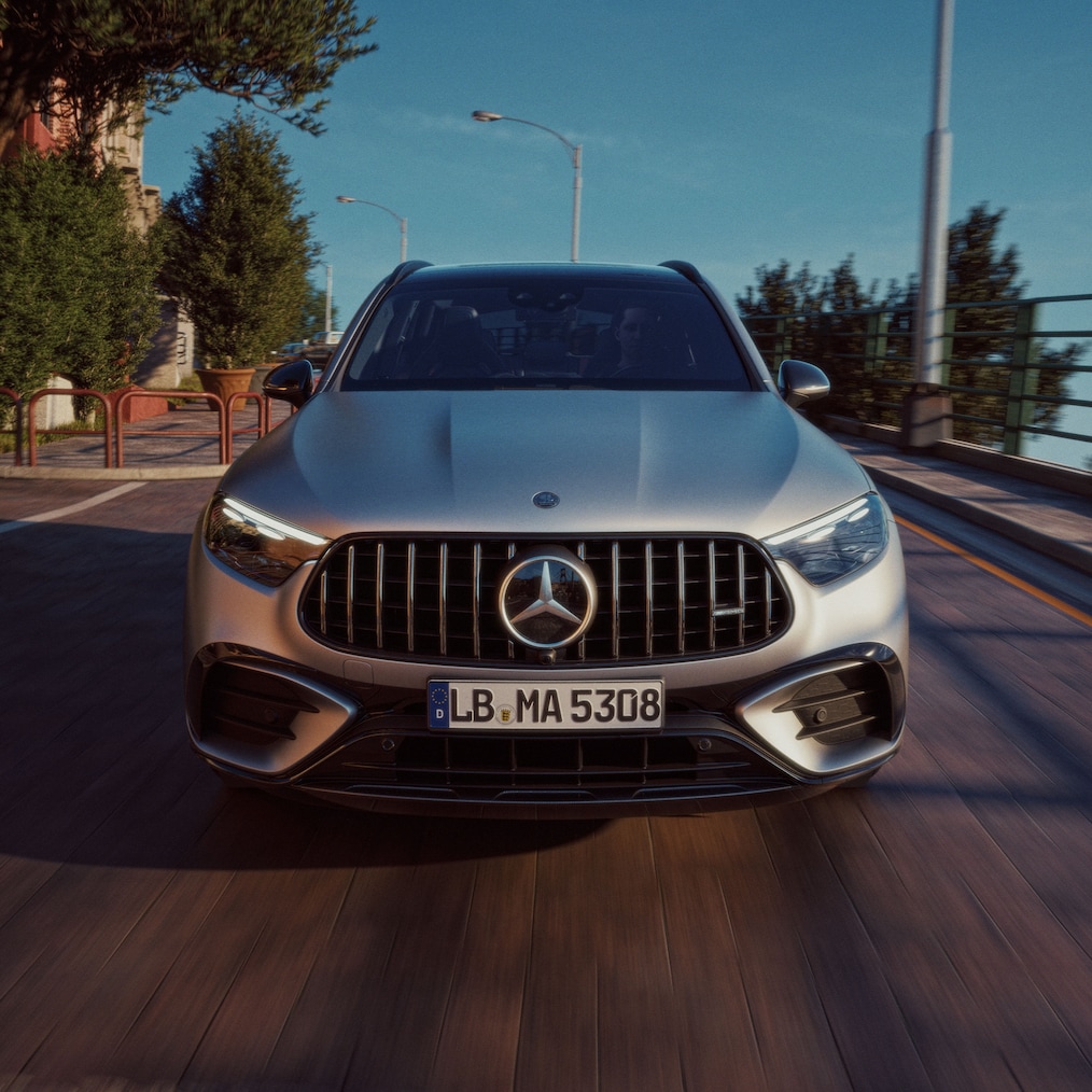 Fronten på den ny Mercedes-AMG GLC SUV.