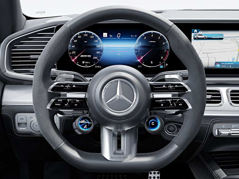AMG Performance rattet i nappalæder/mikrofiber MICROCUT i Mercedes-AMG GLE.