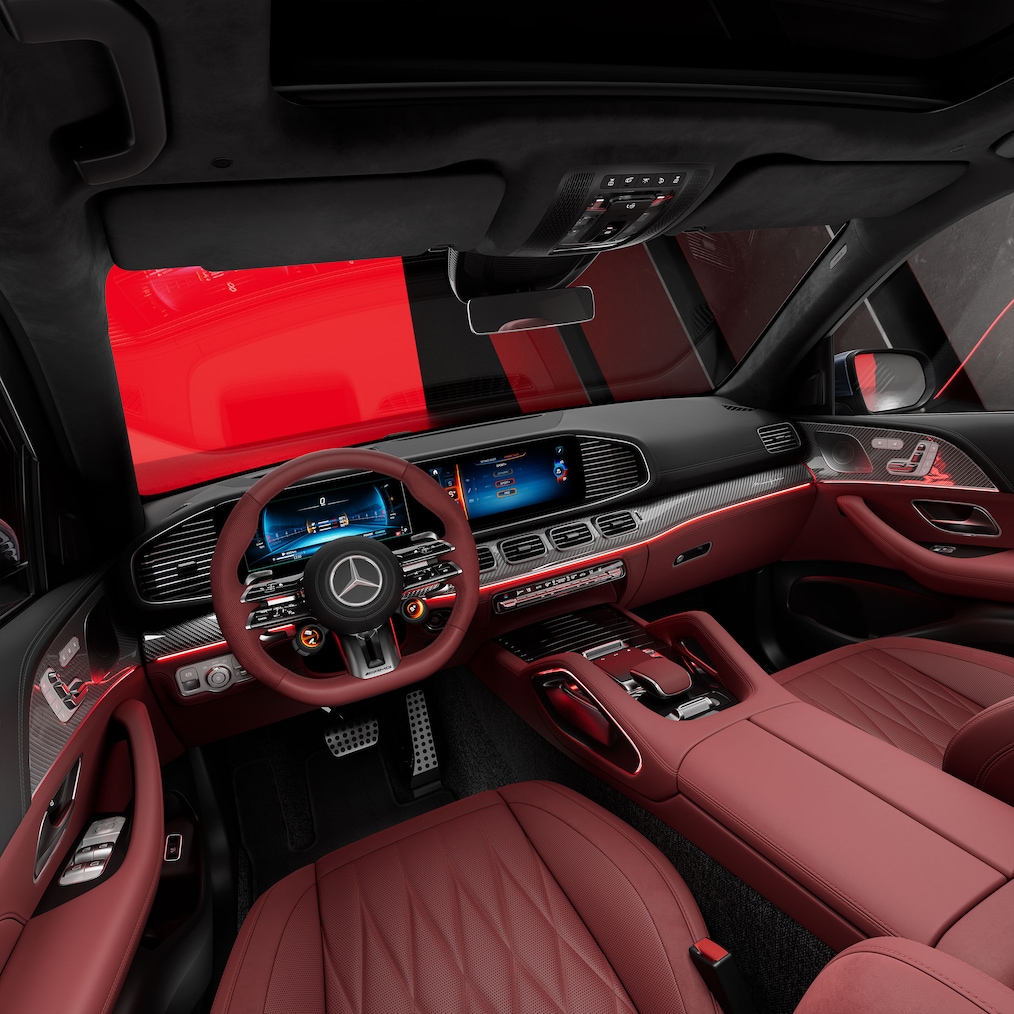 Mercedes-AMG GLE SUV i MANUFAKTUR hightechsølv magno-udgave set fra siden.