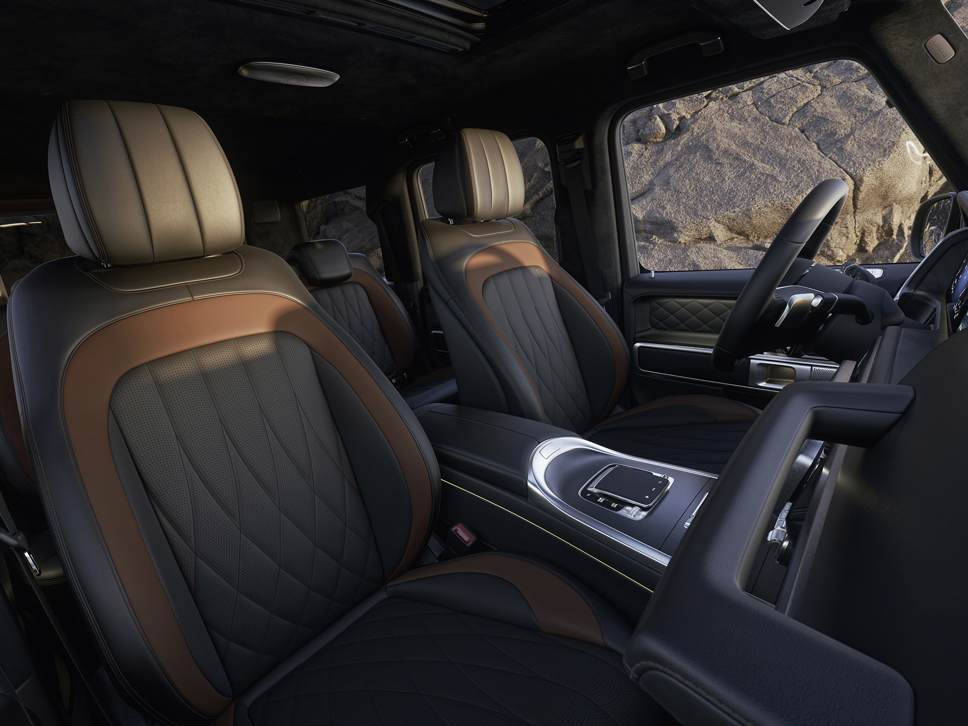 MANUFAKTUR | G-Klasse Brand Area | Mercedes-Benz MANUFAKTUR interiør i en G-Klasse fra Mercedes-Benz.