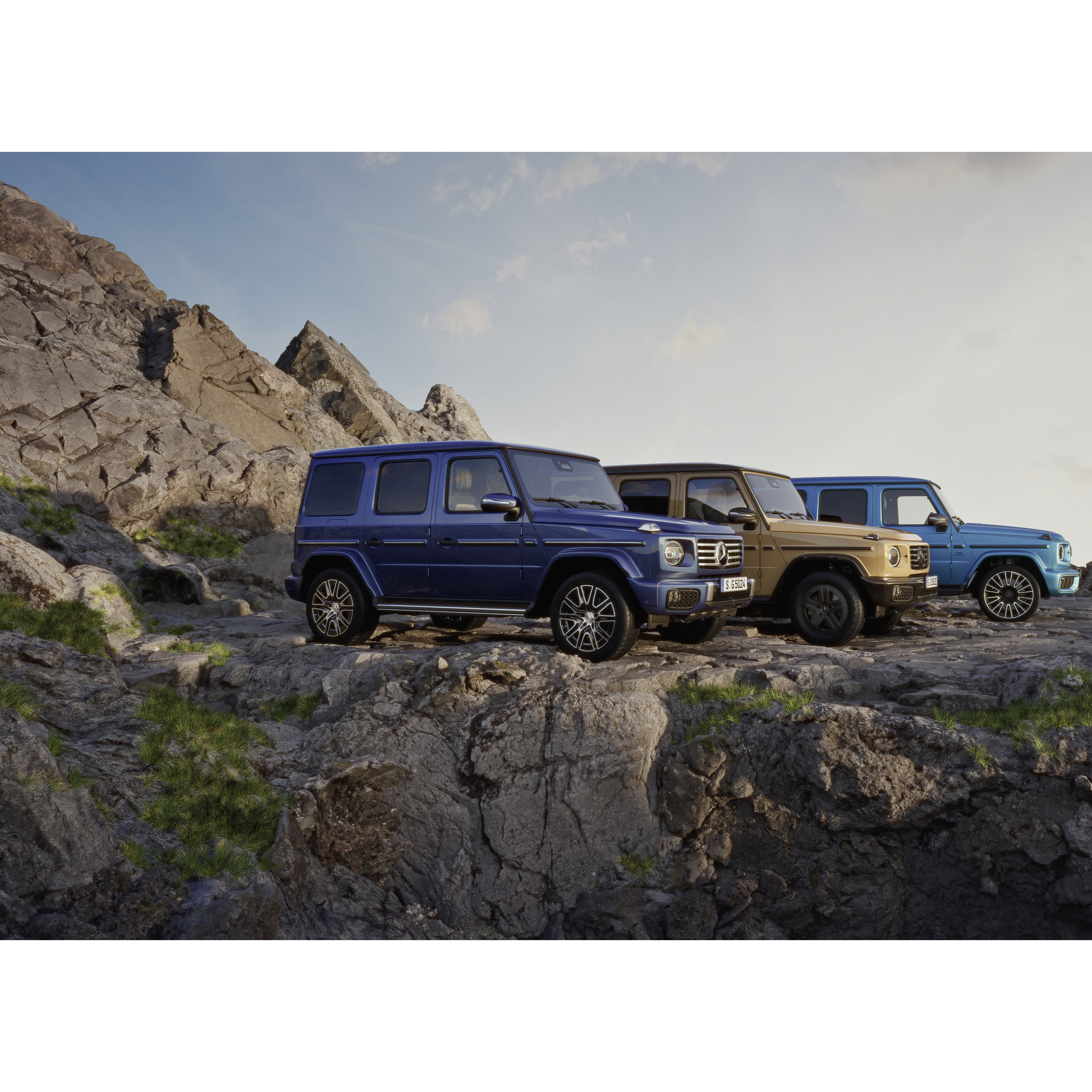 G-Klasse Brand Area | Mercedes-Benz Forskellige Mercedes-Benz G-Klasse biler side om side.