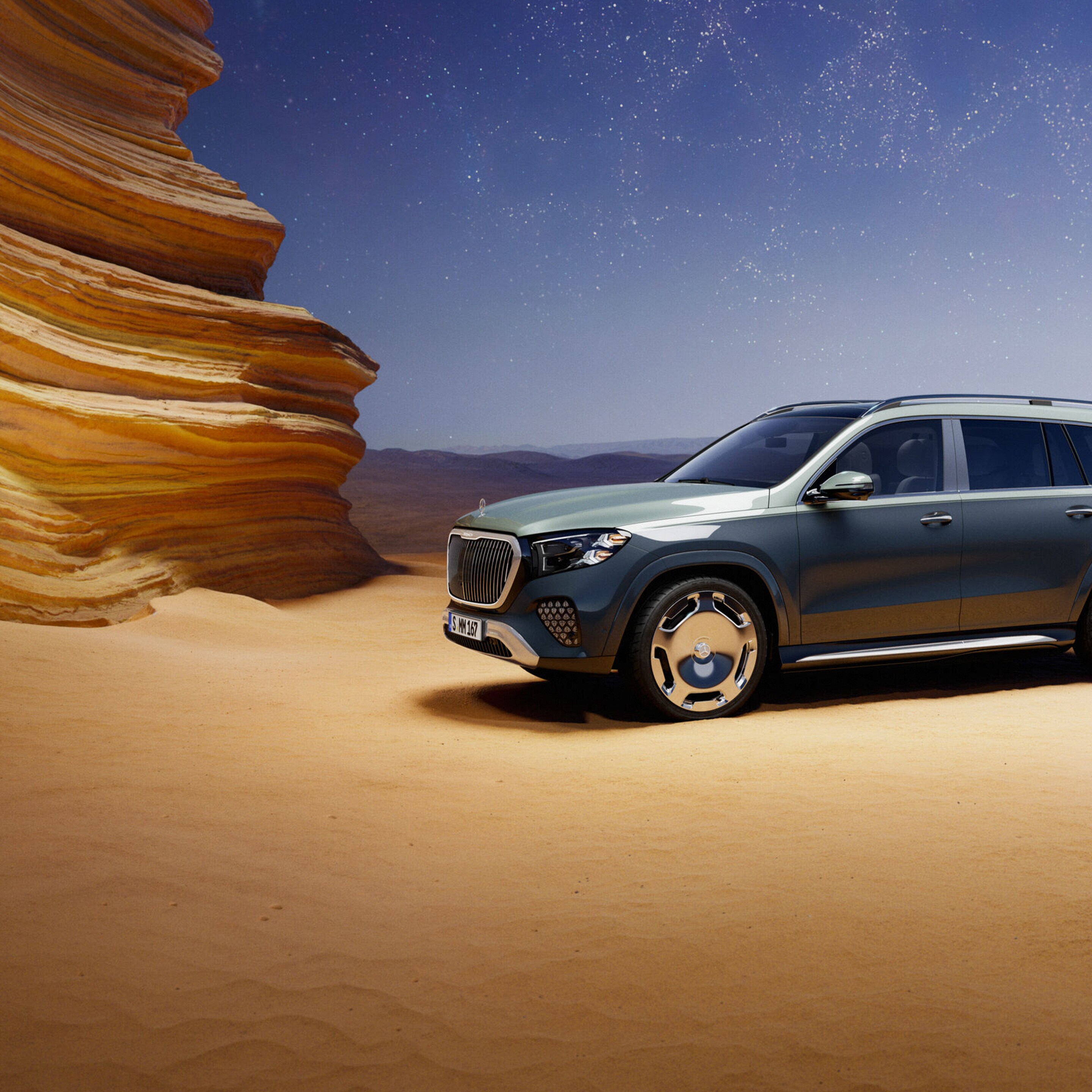 Mercedes-Maybach GLS SUV set forfra.