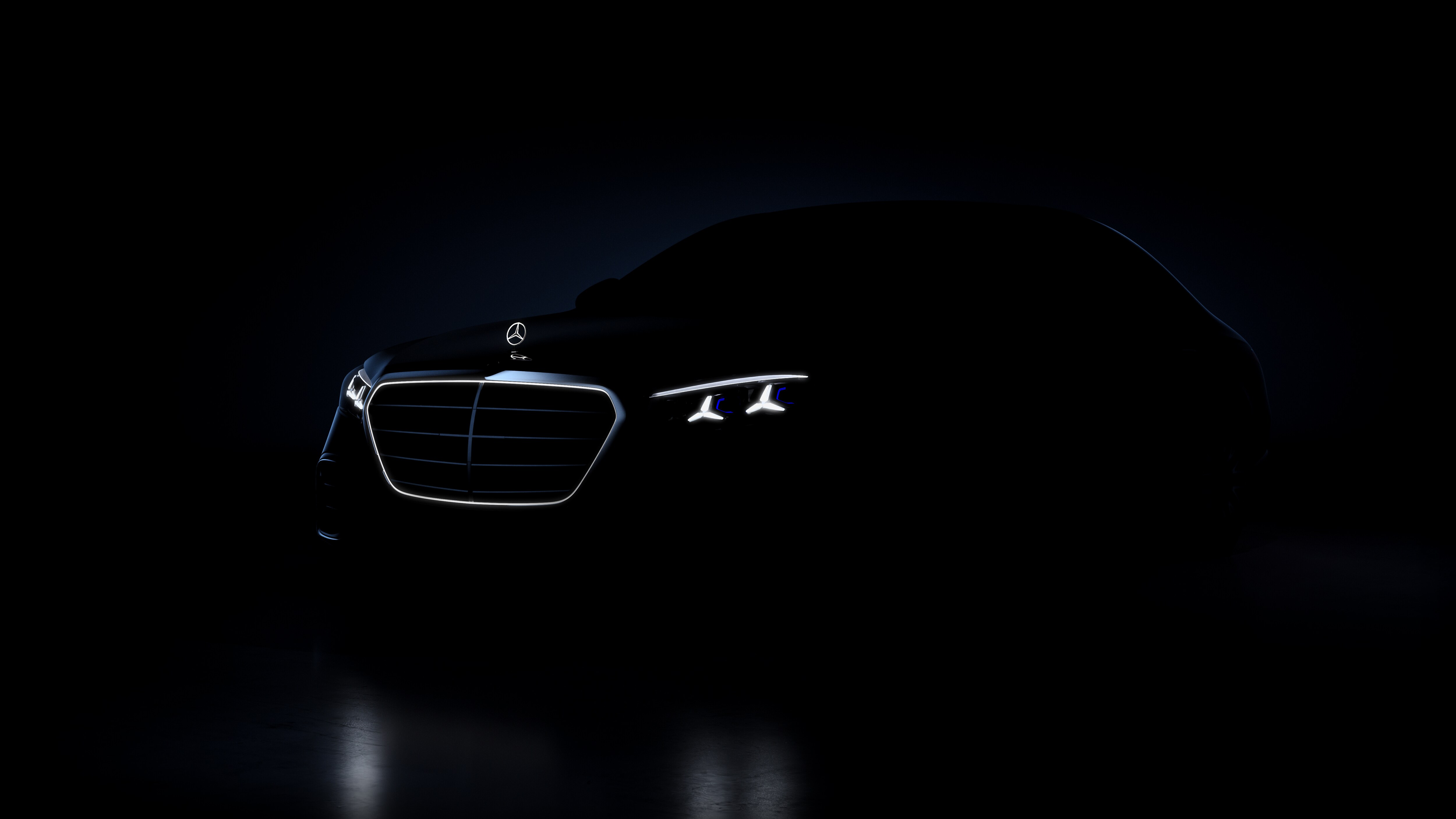 Teaserbillede af den nye Mercedes-Benz S-Klasse før verdenspremieren