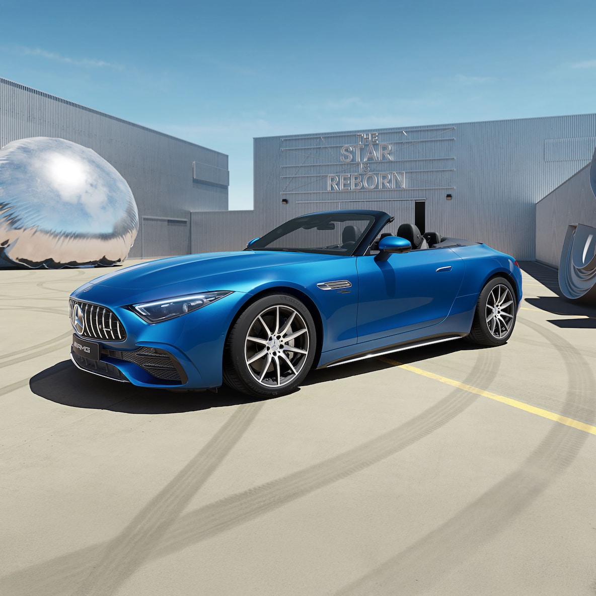 Eksteriøret på Mercedes-AMG SL roadster set fra siden.
