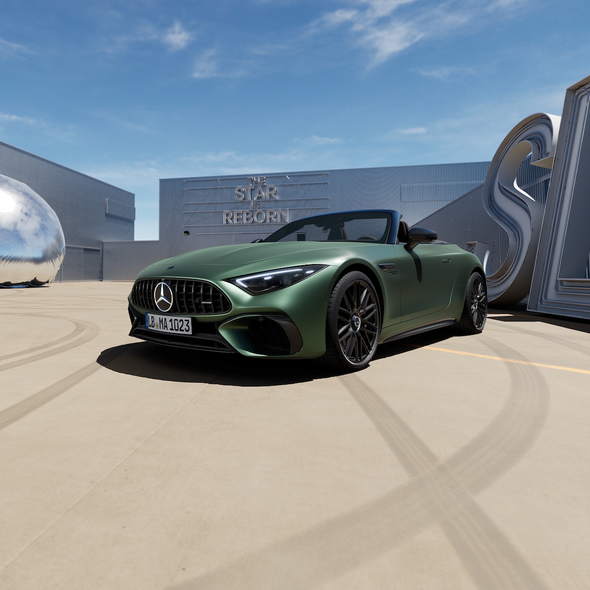 Eksteriøret på Mercedes-AMG SL roadster set fra siden.