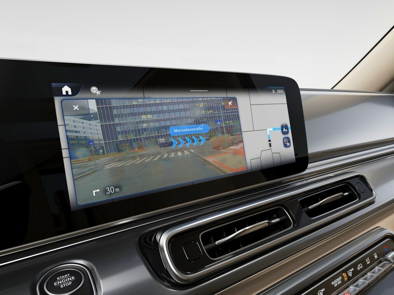MBUX augmented reality til navigation i Mercedes-Benz V-Klasse.