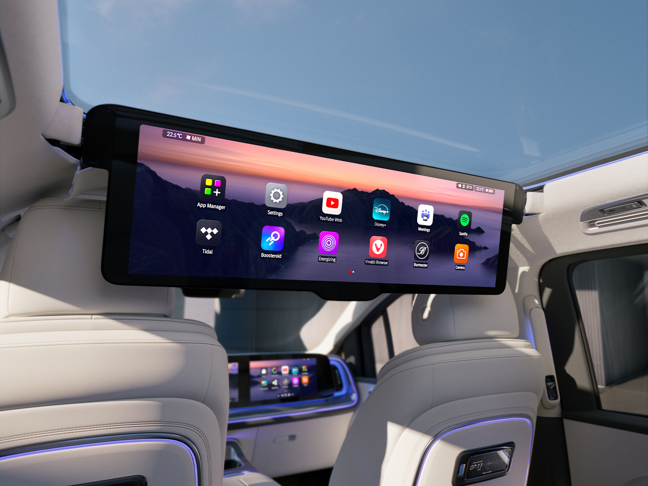 MBUX bagsædeoplevelse | VLE | Mercedes-Benz MBUX bagsædeoplevelse med en udtrækkelig 78,8 cm (31,3") stor skærm med høj opløsning.