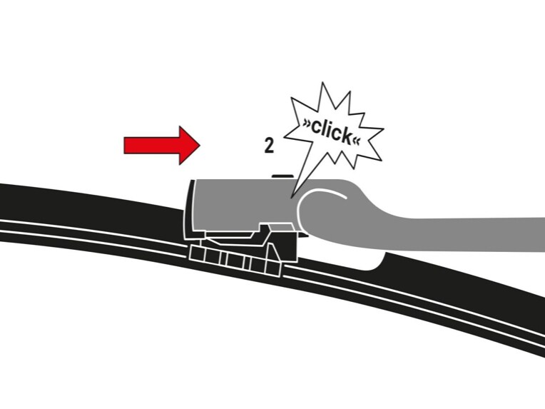 Illustration viser fastlåsning af viskerbladet