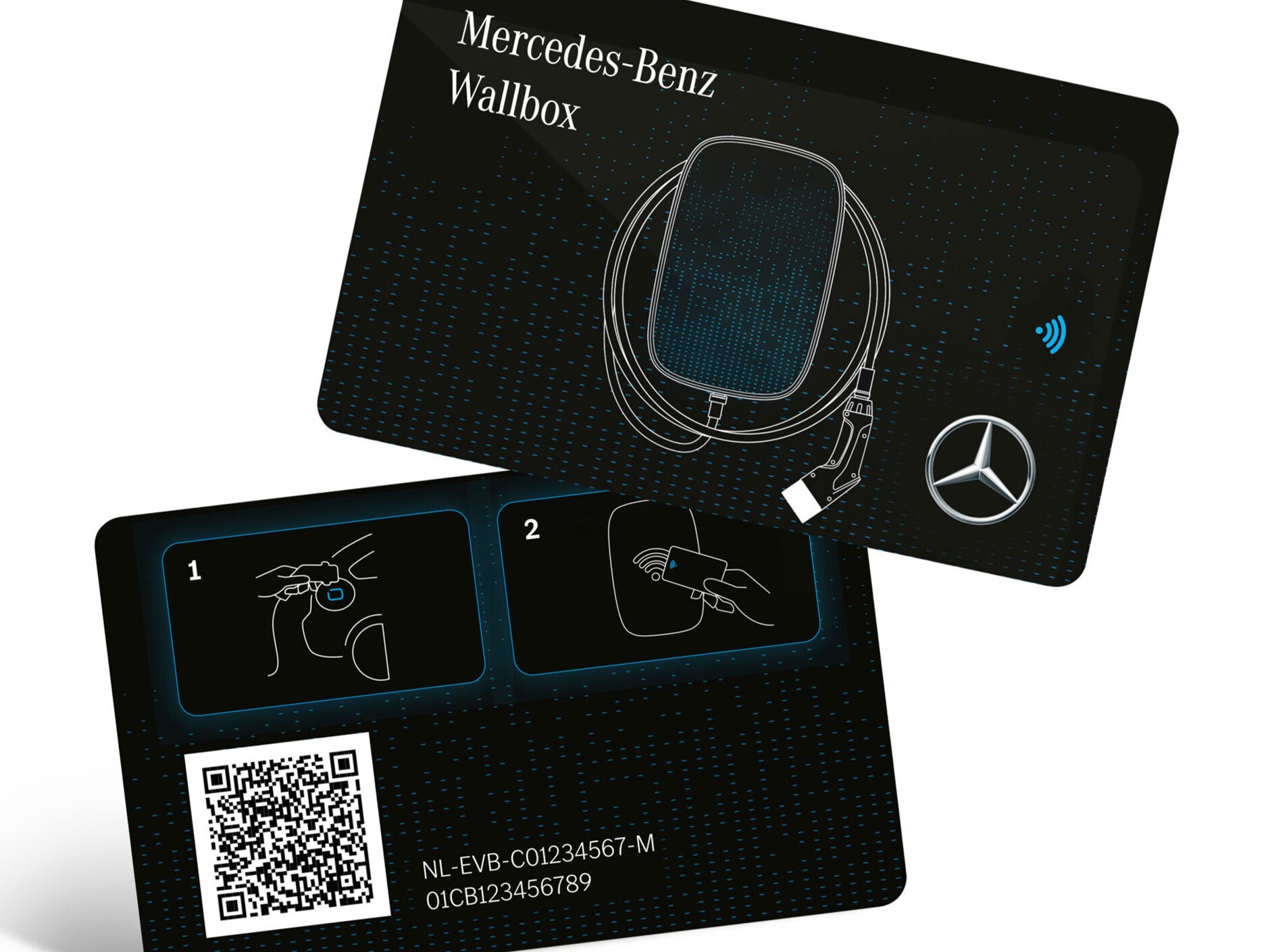 Mercedes-Benz RFID-kort vist med både forside og bagside