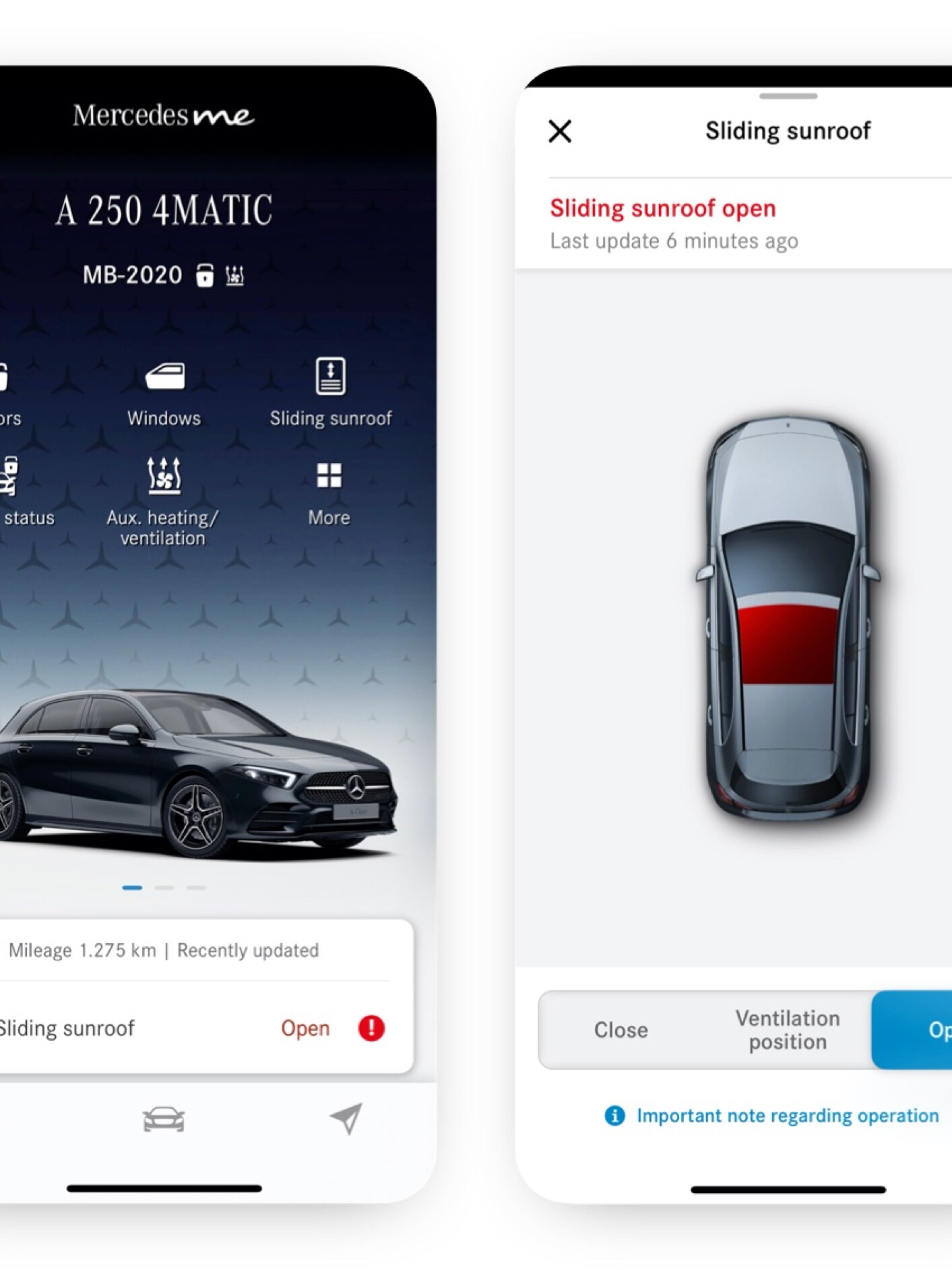 Fjernlukning og -åbning af vinduer/soltag registrerer, at soltaget ikke er lukket