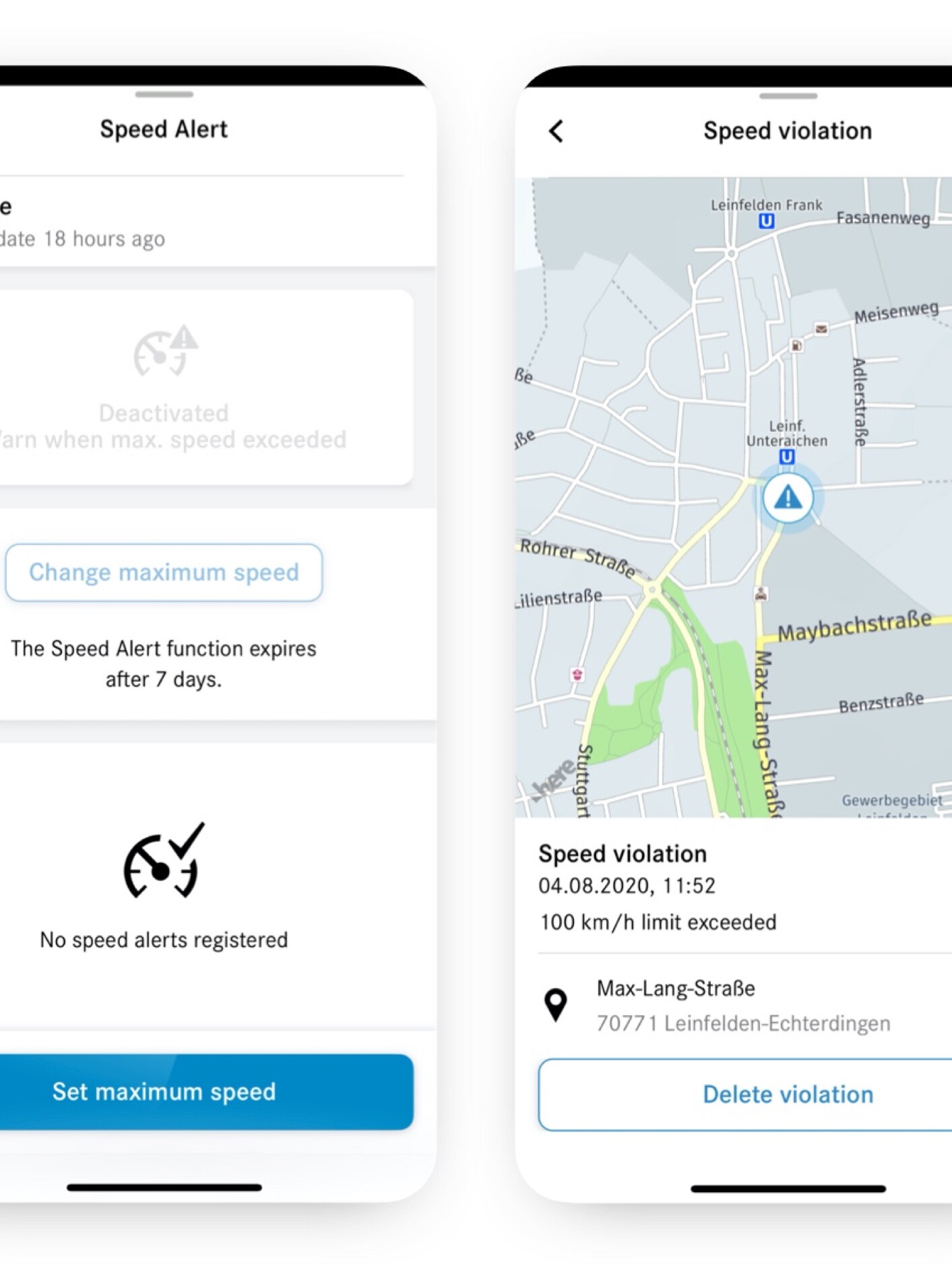 Smartphone viser den digitale tjeneste Hastighedsadvarsel