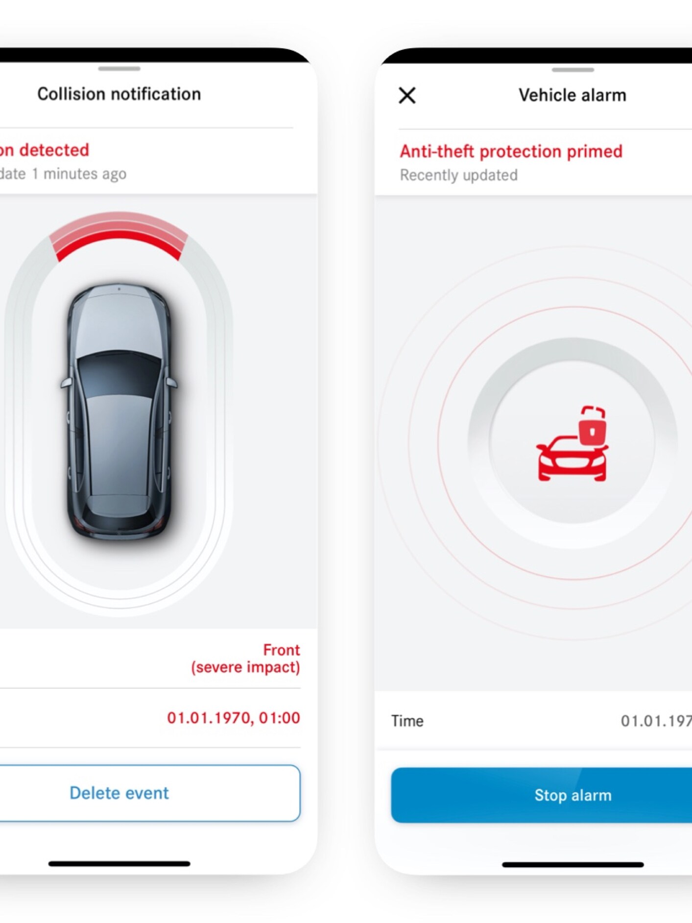 Kollisionsnotifikation via Mercedes-Benz’ digitale tyveri- og kollisionsservice