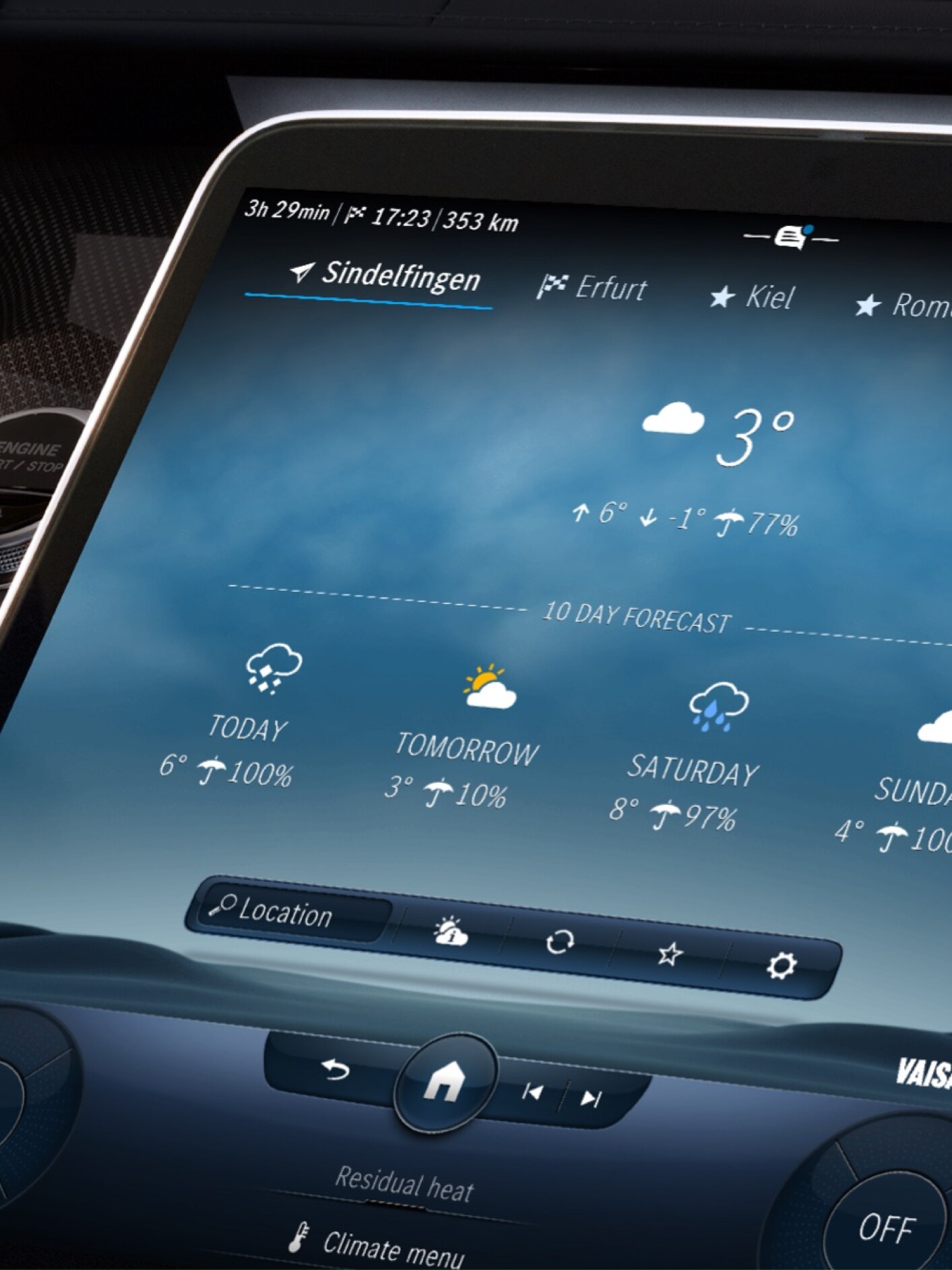 Den digitale tjeneste Vejrudsigt viser vejret på destination