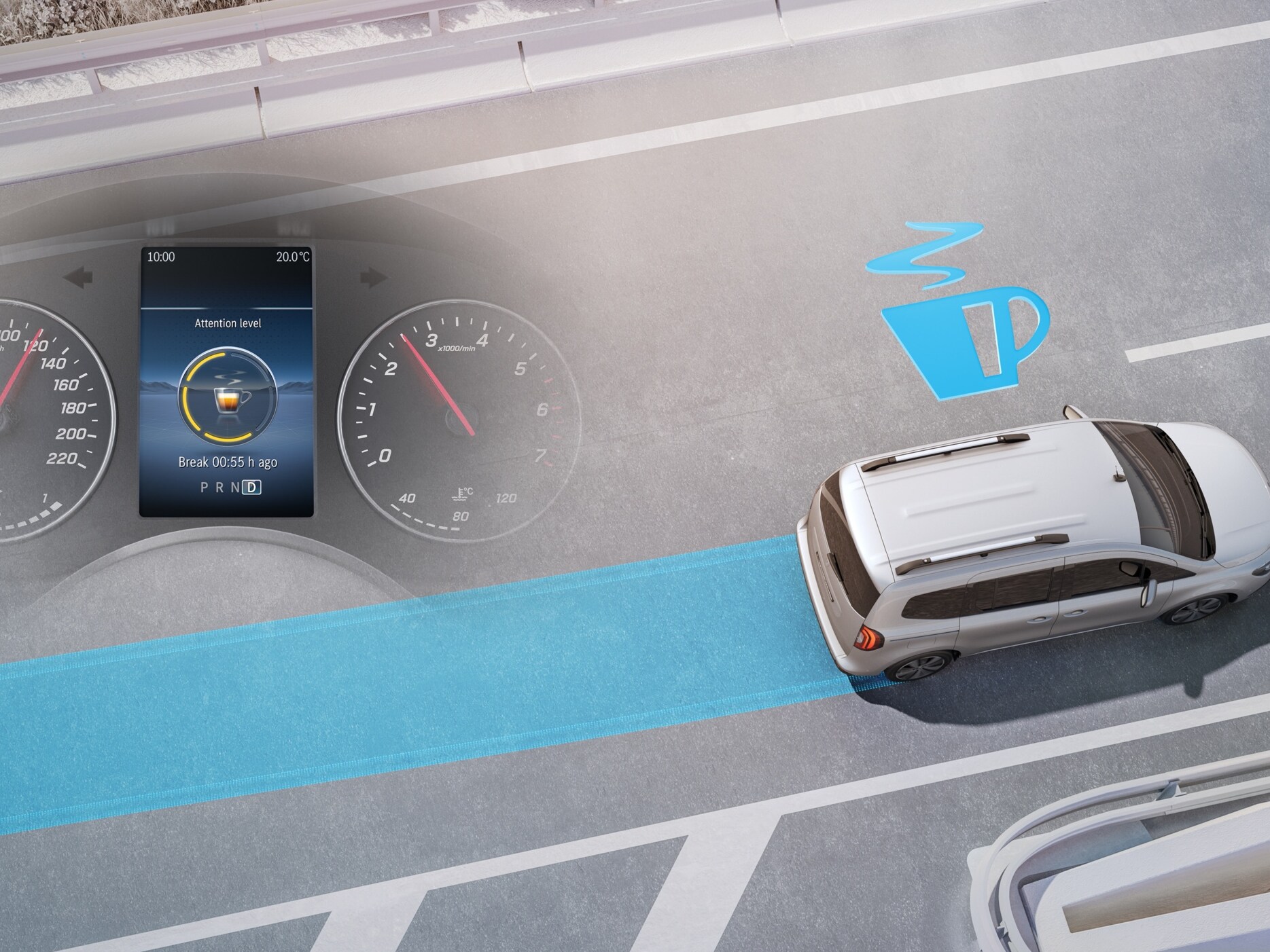 ATTENTION ASSIST-systemet i Mercedes-Benz Citan kassevogn.