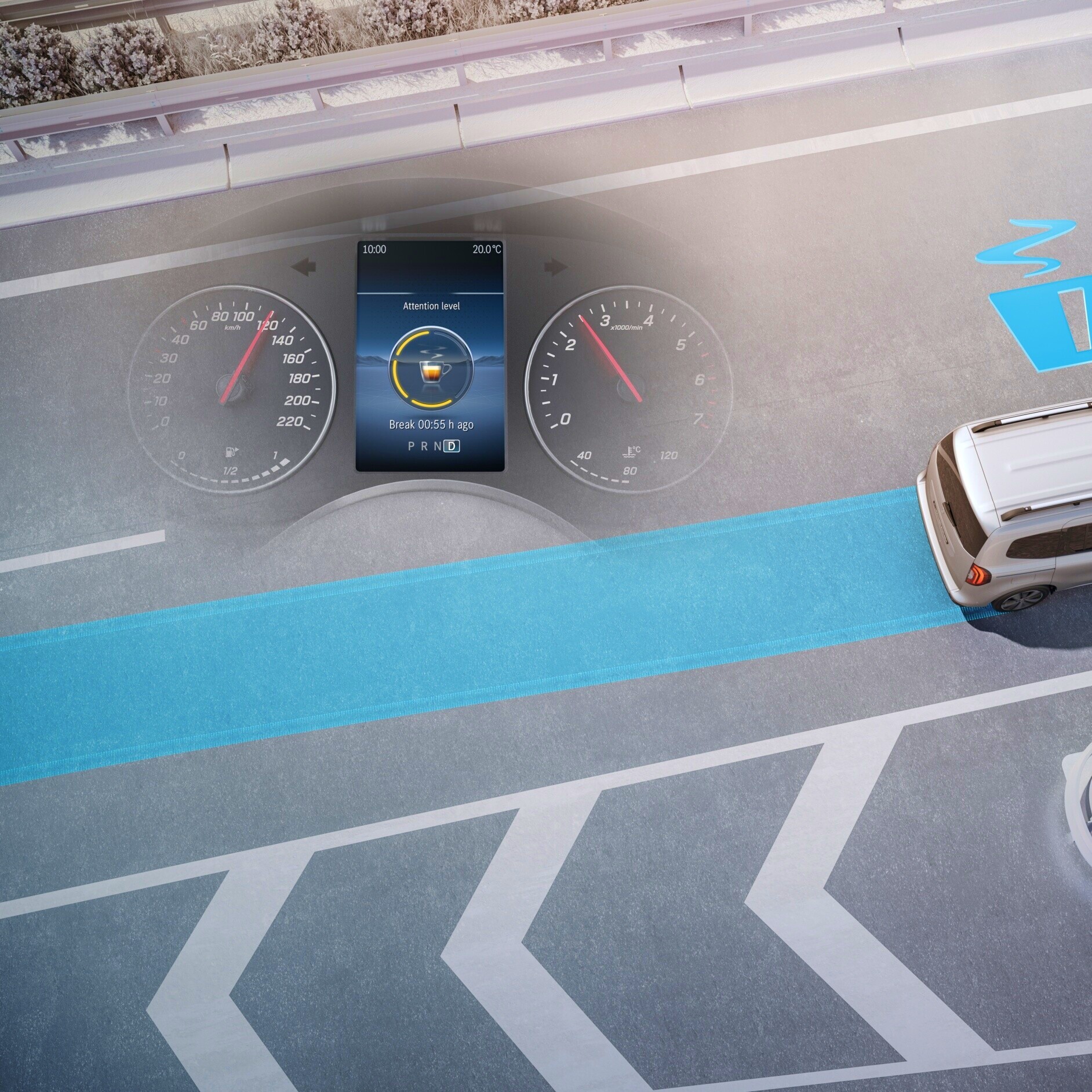 ATTENTION ASSIST | eCitan Skåpbil | Mercedes-Benz ATTENTION ASSIST-systemet i Mercedes-Benz Citan Kassevogn.