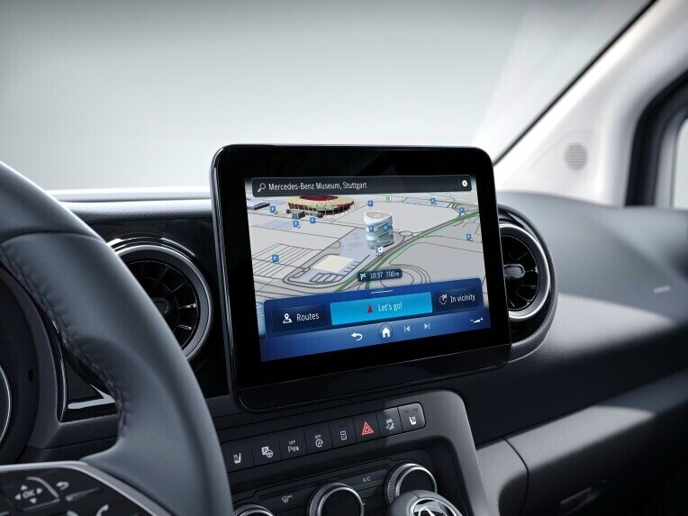 Navigation i MBUX multimediesystemet i Mercedes-Benz eCitan Kassevogn